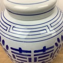 Double Happiness Ginger Jar w Lid Blue White Asian