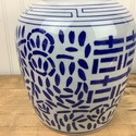 Double Happiness Ginger Jar w Lid Blue White Asian