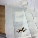 5 Race Horse Hunt Scene Embroidered Linen Napkins 