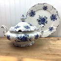 Blue White Italian Round Soup Tureen w Under Plate