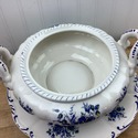 Blue White Italian Round Soup Tureen w Under Plate