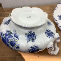 Blue White Italian Round Soup Tureen w Under Plate