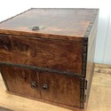 Wood Storage Box Flip Top Lid Double Front Doors F