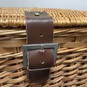 Vintage Wicker Basket Flip Top Faux Leather Belt S