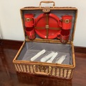 Woven Willow Wicker Vintage Picnic Basket Full Set