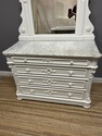 Antique Victorian White Dresser w Tall Mirror Pain