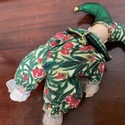 Vintage Christmas Jester Clown Doll Porcelain Gree