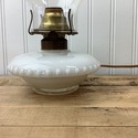 Milk Glass Vintage Electrified Oil Lamp w Hurrican