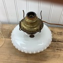 Milk Glass Vintage Electrified Oil Lamp w Hurrican