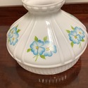 White Milk Glass Lamp Shade Globe Hand Painted Blu