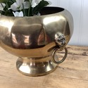 Vintage Brass Jardinier Planter Footed Face Mask H