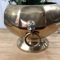 Vintage Brass Jardinier Planter Footed Face Mask H