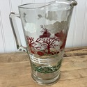 Vintage Barn Farm House Scene Glass Pitcher Jug Re