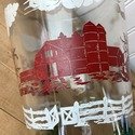 Vintage Barn Farm House Scene Glass Pitcher Jug Re