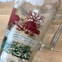 Vintage Barn Farm House Scene Glass Pitcher Jug Re