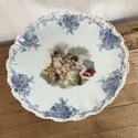 Antique Porcelain Compote Nude Cherubs Angels Blue