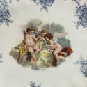 Antique Porcelain Compote Nude Cherubs Angels Blue