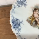 Antique Porcelain Compote Nude Cherubs Angels Blue