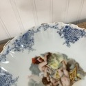 Antique Porcelain Compote Nude Cherubs Angels Blue