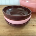 Hazel Atlas Milk Glass Pink Brown Bowls It's a Dil