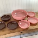 Hazel Atlas Milk Glass Pink Brown Bowls It's a Dil