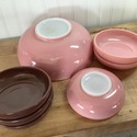 Hazel Atlas Milk Glass Pink Brown Bowls It's a Dil