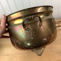 Solid Brass Large Footed Planter Pot w Handles Mad