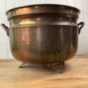 Solid Brass Large Footed Planter Pot w Handles Mad