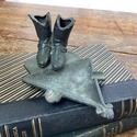 Vintage Cowboy Boots Ashtray Cast Metal Western As