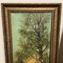 Pair Antique Oil Paintings Landscape Forest Stream