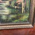 Pair Antique Oil Paintings Landscape Forest Stream