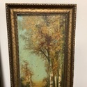 Pair Antique Oil Paintings Landscape Forest Stream