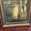 Pair Antique Oil Paintings Landscape Forest Stream