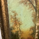 Pair Antique Oil Paintings Landscape Forest Stream