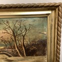 Antique Oil Painting Landscape Europe Stone Bridge