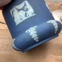 Wedgwood Biscuit Barrel Tea Caddy Blue White Relie