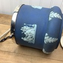 Wedgwood Biscuit Barrel Tea Caddy Blue White Relie