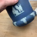 Wedgwood Biscuit Barrel Tea Caddy Blue White Relie