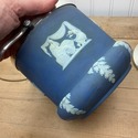 Wedgwood Biscuit Barrel Tea Caddy Blue White Relie
