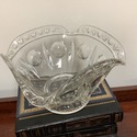 Antique Glass Footed Bowl Punch Bowl Ruffle Rim La