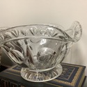 Antique Glass Footed Bowl Punch Bowl Ruffle Rim La