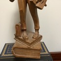 Carved Wood Tall Figure Librarian Man Reading Book