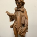 Carved Wood Tall Figure Librarian Man Reading Book