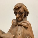 Carved Wood Tall Figure Librarian Man Reading Book