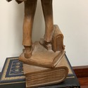 Carved Wood Tall Figure Librarian Man Reading Book