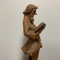 Carved Wood Tall Figure Librarian Man Reading Book