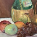 Vintage Still Life Painting Fruit Wine Teapot Set 