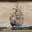 Vintage Paint by Number Ship Painting Nautical Sai