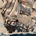 Vintage Paint by Number Ship Painting Nautical Sai