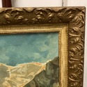 Antique Oil Painting Swiss Alps Chalet Landscaped 